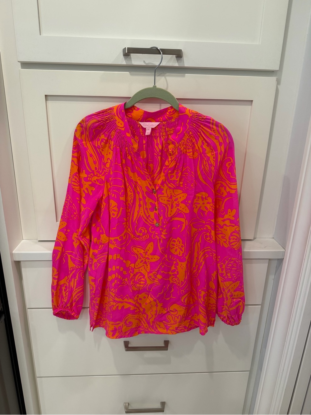 Lilly Pulitzer Elsa top Pink & Orange Printed Tunic Blouse